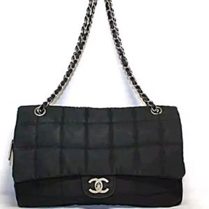 Chanel jumbo nylon chocolate bar bag
